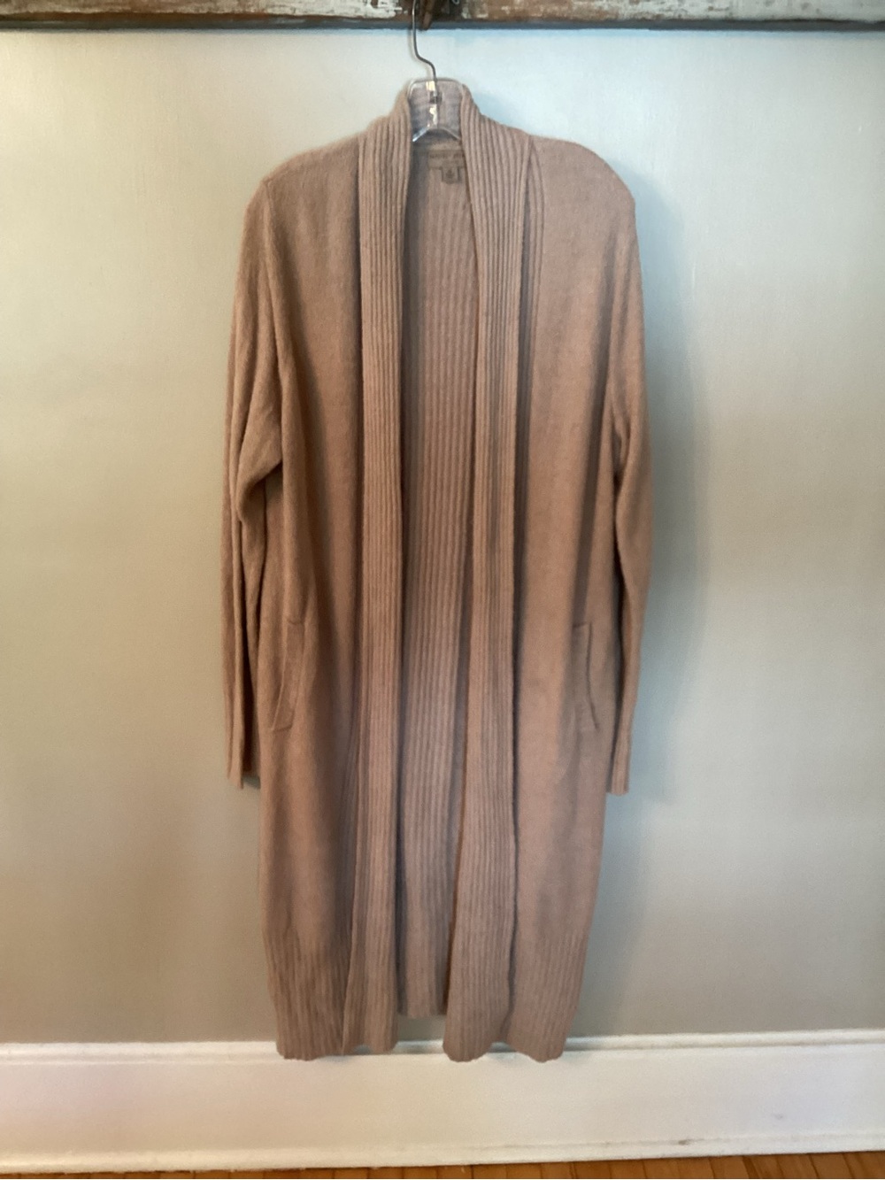 Barefoot Dreams Size 1X tan mushroom taupe Cozychic lite long cardigan duster